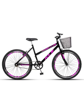 Bicicleta Aro 26 Kls Free Gold Freio V-Brake Mtb Feminina-Preto/Pink-26