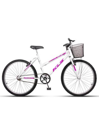 Bicicleta Aro 26 Kls Free Freio V-Brake Mtb Feminina-Branco/Pink-26