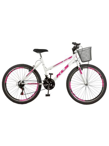 Bicicleta Aro 26 Kls Sport Gold Freio V-Brake Mtb 21 Marchas Feminina -Branco/Pink-26