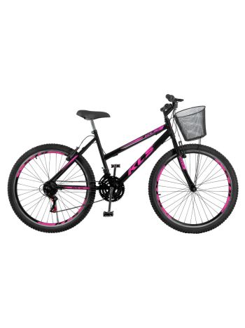 Bicicleta Aro 26 Kls Sport Gold Freio V-Brake Mtb 21 Marchas Feminina -Preto/Pink-26
