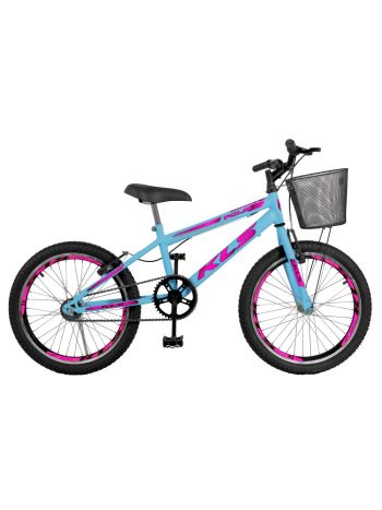 Bicicleta Aro 20 Kls Free Gold Freio V-Brake Mtb Feminina -Azul Piscina/Pink-20