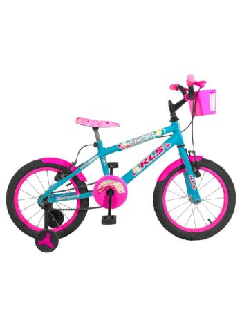 Bicicleta Infantil Aro 16 Kls Princess Roda Alumínio-Azul Piscina/Pink-16