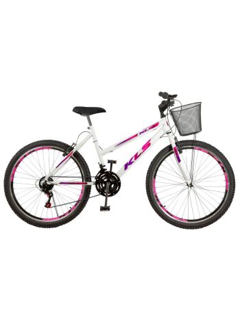 Bicicleta Aro 26 Kls Sport Gold Freio V-Brake Mtb 21 Marchas Feminina -Branco/Pink/Violeta-26