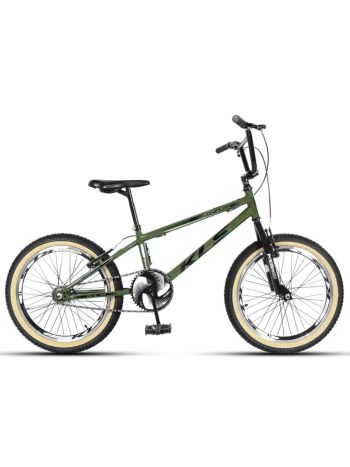 Bicicleta Aro 20 Kls Cross Freio V-Brake Pneu Com Faixa-Verde Militar/Preto-20