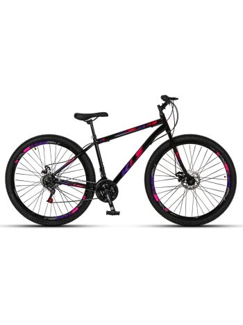 Bicicleta Aro 29 Kls Sport Gold Freio Disco Mtb 21 Marchas-Preto/Pink/Violeta-29