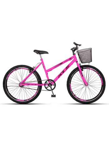 Bicicleta Aro 26 Kls Free Gold Freio V-Brake Mtb Feminina-Rosa Chiclete/Preto-26