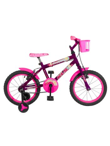 Bicicleta Infantil Aro 16 Kls Princess Roda Alumínio-Violeta/Pink-16