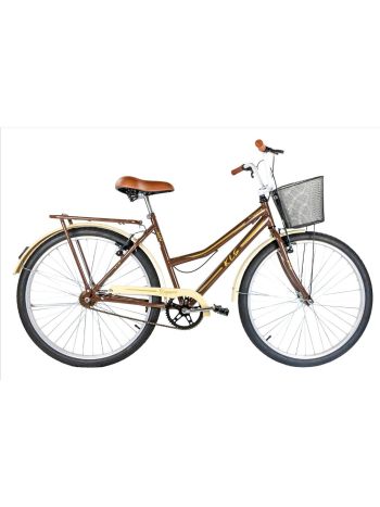 Bicicleta Aro 26  Kls Retro Freio V-Brake-Marrom/Dourado-26