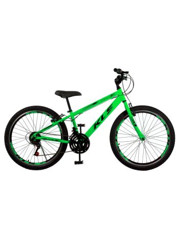 Bicicleta Aro 24 Alumínio Kls Sport Gold Freio V-Brake Mtb 21 Marchas-Verde Neon/Preto-24