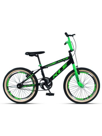 Bicicleta Aro 20 Kls Cross Aluminio Freio V-Brake Pneu Com Faixa-Preto/Verde Neon-20