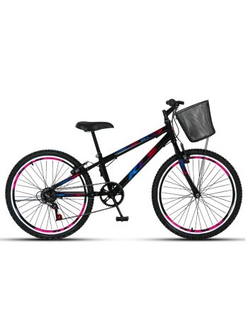 BIKE 24 KLS SPORT GOLD MONO INDEX 7V V/B PRETO/PINK/AZUL FEM