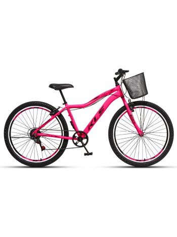 BIKE 26 KLS SPORT GOLD ALUMINIO MONO INDEX 7V V/B ROSA NEON/PRETO (FEM)